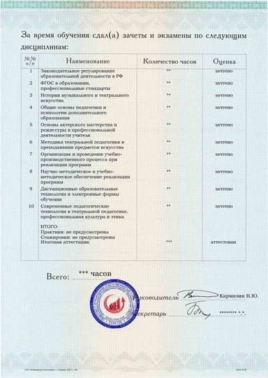 Образец приложения оборотная сторона (аттестационная работа) по программе undefined